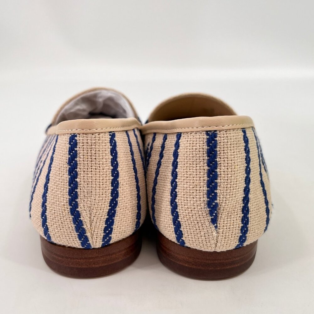 Sam Edelman Loraine Loafer Cobalt Stripe Size 8.5 Fabric Bit Almond Toe Flat - Picture 2 of 13